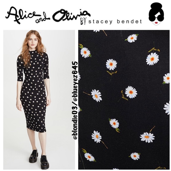 Alice + Olivia Dresses & Skirts - Alice + Olivia “Delora” Fitted Mock Neck Dress 0